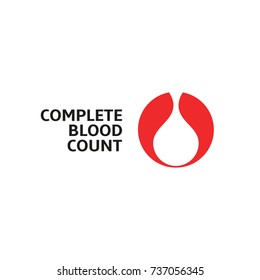 Complete Blood Count, White Blood Drop In Red Round, Vector Abstract Logo. 