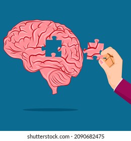 Complete the brain puzzle jigsaw puzzle. vector illustration