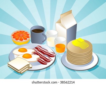 Vollständiges Frühstück mit Frühstücksspeck aus Pfannkuchen