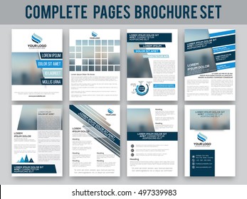 Complete brochure set, template design, cover design and flyer layout. Creative illustration with space for your images. Business concept.