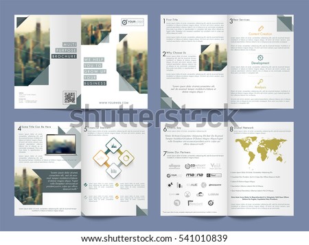 Complete brochure set, template design, cover design and flyer layout. Creative illustration with space for your images. Business concept.