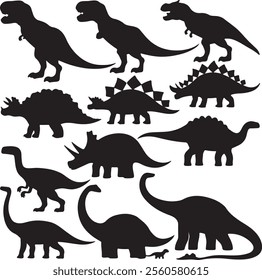 Complete Bundle of Stunning Dinosaur Silhouettes for Bold, Wild Designs.