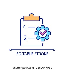 Complete business plan RGB color icon. Strategy of corporate goals reaching. Efficient work scenario. Isolated vector illustration. Simple filled line drawing. Editable stroke. Arial font used