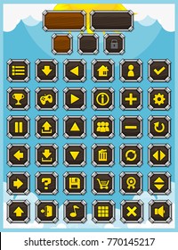 Complete button pack with fantasy medieval theme for creating video game