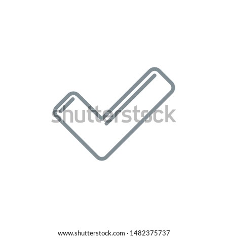 complete check mark done outline flat icon. Single high quality outline logo symbol for web design or mobile app. Thin line sign design logo. Gray icon pictogram isolated on white background