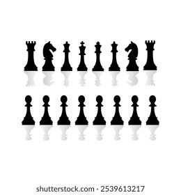 Complete Chess Game Silhouette Set