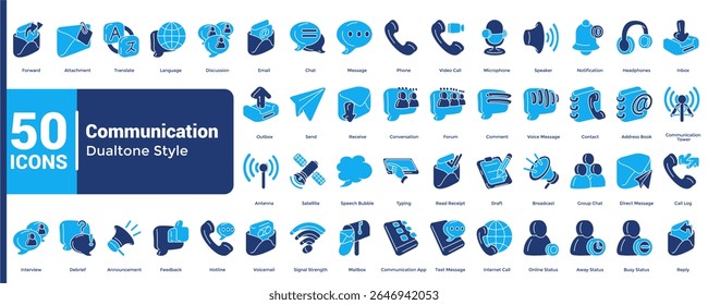 Complete collection of 3d icons for user interface in Communication theme Dualtone style.