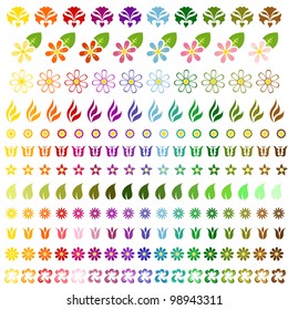 Complete collection of colorful spring flowers