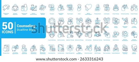 Complete collection of Counseling icons Dual Line style.