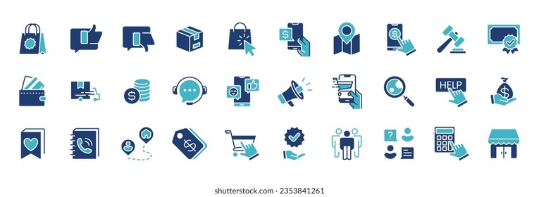 complete collection of e-commerce online shopping icon set vector for web and app store business template design