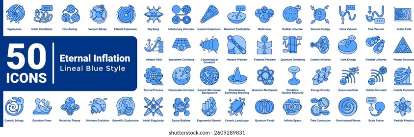 Complete collection of Eternal Inflation icons Blue style.