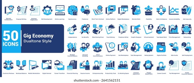 Complete collection of Gig Economy icons Dualtone style.