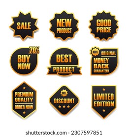 complete collection of label stickers for product promotion sales in black