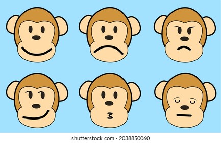 Complete collection of monkey head emoticons