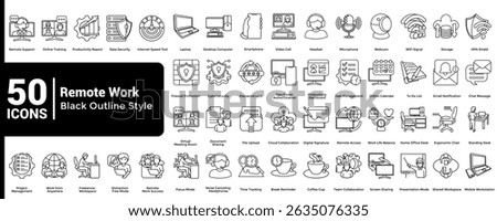 Complete collection of Remote Work icons Line style.