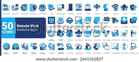Complete collection of Remote Work icons Dualtone style.