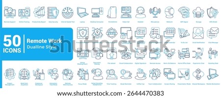Complete collection of Remote Work icons Dual Line style.