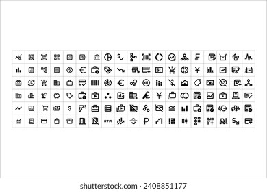 A complete collection of vector business icons that can be modified