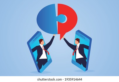 Complete communication and cooperation online, complete business idea puzzles