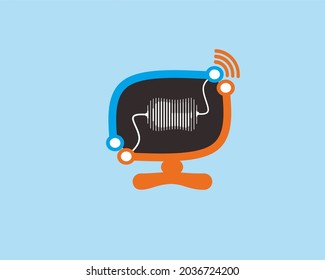 complete computer icon with mouse and internet signal