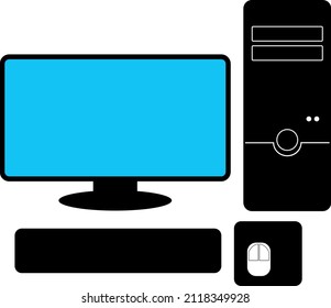 Complete computer with monitor, cpu, case, keyboard and mouse