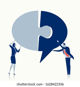 Complete. Creating ideas - cooperation. Business vector concept illustration