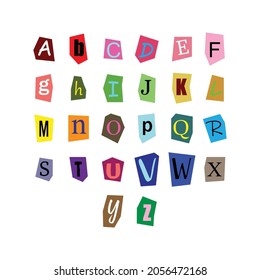 Complete Cut Out ABC Alphabet Uppercase In Scrabble Letters. Isolate Vector Illustration