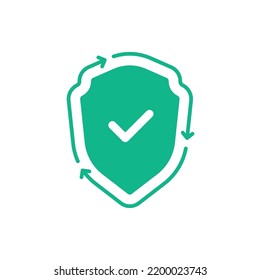 complete cycle of tech support or secure icon. concept of success security or cybersecurity and anti virus badge like very powerful defense. flat style design network logotype element graphic design