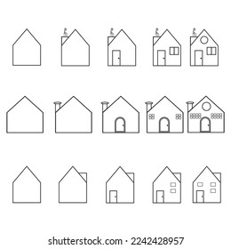 Complete Different Houses Icons Illustration art