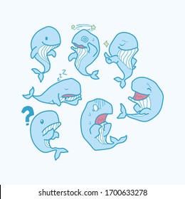 Complete Emoji Whales Logo Design