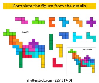 Complete la figura. Juego de rompecabezas con Camel. 