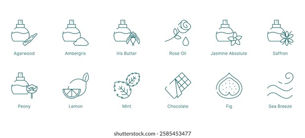 Complete Fragrance Notes Collection Vector Icon Set