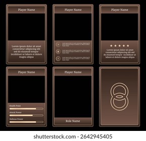 Complete game card set template with a gold color combination and a classic luxury theme, for design, branding, and other needs