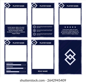 Complete game card set template with a black and white color combination and a shimmering sparkle theme, for design, branding, and other needs