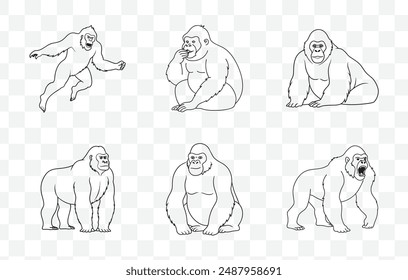 Complete Gorilla Line Art Vector Collection for Stunning Designs