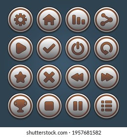 Complete of graphical user interface GUI botton.  Screens, resource bars, icons for games ui set. Level select, paused, upgrades, arrow, in-app purchase. Vector illustration