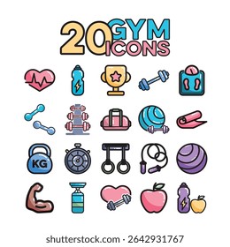 Complete gym icons pack. Vector illustration