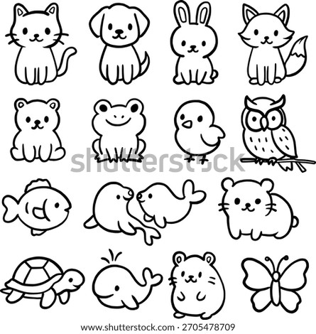 complete hand-drawn animal tattoo vector set
