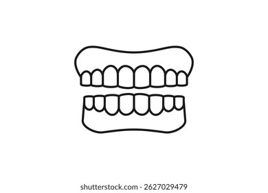 complete human teeth structure icon outline