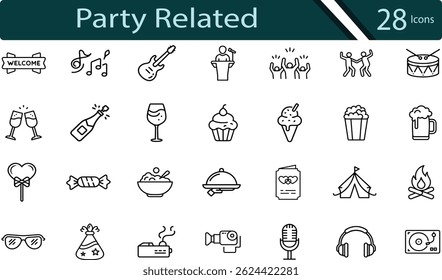 Complete Icon Set for Parties, Weddings, and Entertainment Events.