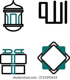 Conjunto completo de iconos islámicos de Ramadán para necesidades de diseño festivo