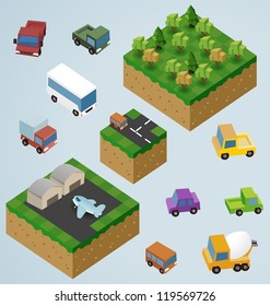 Complete Isometric Tiles series. Vector Illustration