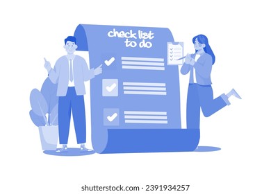 Complete the Job List Illustration concept on a white background