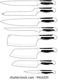 Complete knife set illustration.