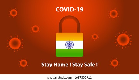 Complete Lockdown in India against Covid-19 CoronaVirus. People stay at home for 21 days to protect themselves and society. India against Novel Coronavirus.