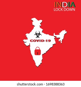 complete lockdown India due to  coronavirus covid-19 out break with india map