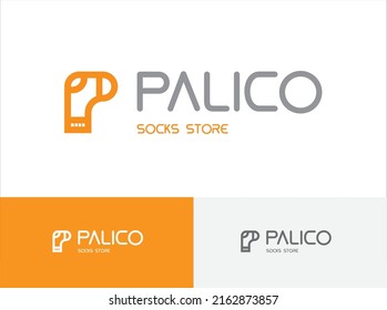 A complete logo that symbolizes the letter P. The general shape is a sock and can be used as a logo for a sock store