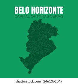 Mapa completo de Belo Horizonte, con todos los barrios, basado en datos cartográficos reales