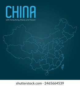 Complete map of China, considering the regions of Taiwan, Macau and Hong Kong, and all other regions and states