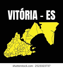 Mapa completo de la ciudad de Vitória, capital del estado de Espírito Santo, en la región sureste de Brasil. Mapa construido a partir de datos reales y oficiales.